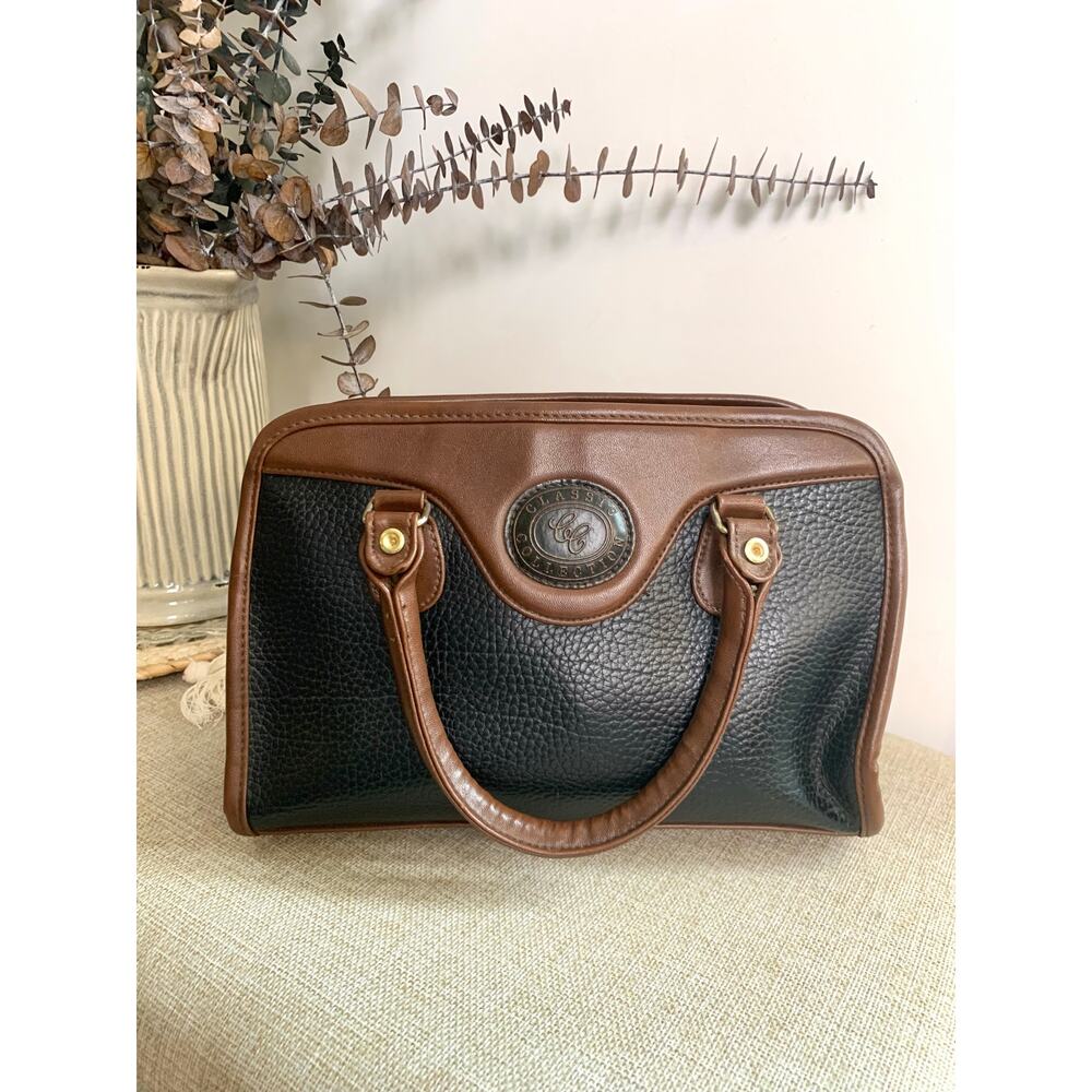 Classic Collection Faux Leather Satchel Purse Bag Black Brown Moody Academia